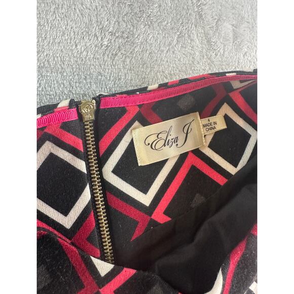 Eliza J Geometric Print Stretch Sheath Dress – Size 4 - Picture 4 of 4